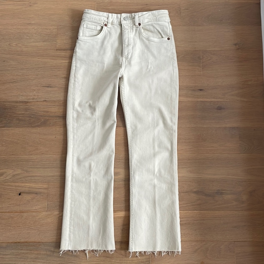 Zara mid-rise cream jeans